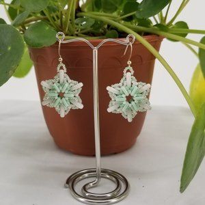 Czech 6 Pointed Snowflake Star Earrings